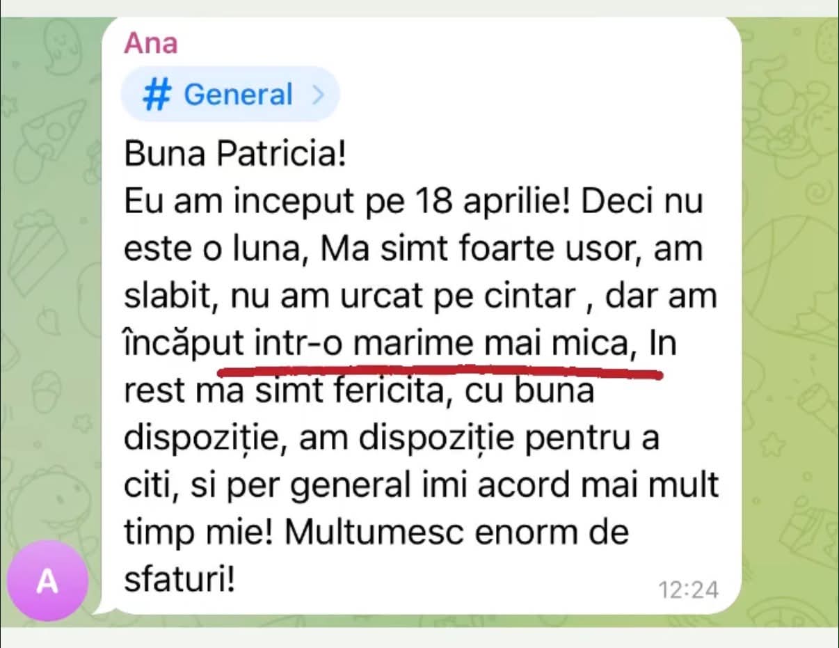 Mesaj: după mai puțin de o lună a intrat într-o mărime mai mică